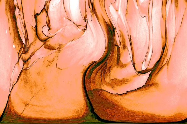 Alkol mürekkebi teknikli doğal akışkan resim. Yumuşak rüya renkleri şeffaf dalgalı çizgiler oluşturur.