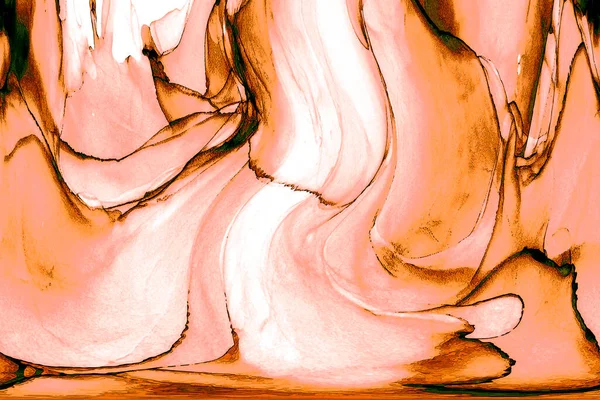 Alkol mürekkebi teknikli doğal akışkan resim. Yumuşak rüya renkleri şeffaf dalgalı çizgiler oluşturur.