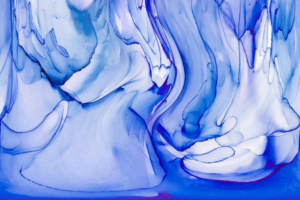 Alkol mürekkebi teknikli doğal akışkan resim. Yumuşak rüya renkleri şeffaf dalgalı çizgiler oluşturur.