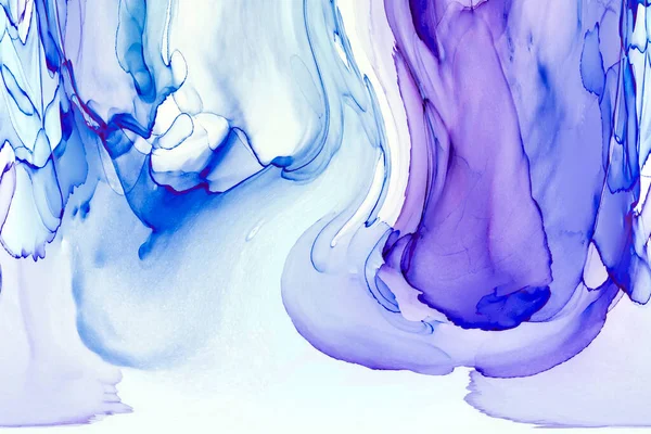 Alkol mürekkebi teknikli doğal akışkan resim. Yumuşak rüya renkleri şeffaf dalgalı çizgiler oluşturur.