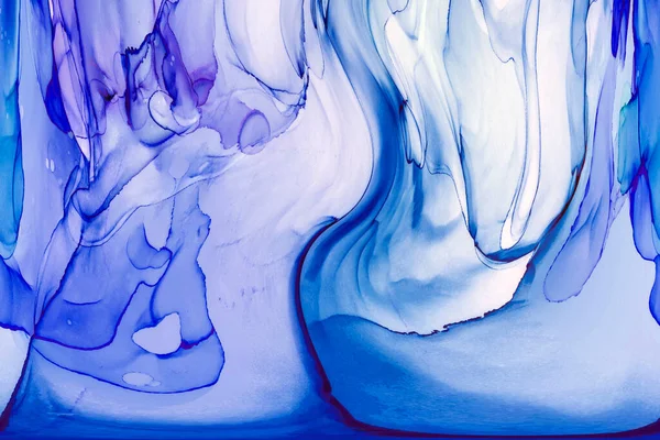 Alkol mürekkebi teknikli doğal akışkan resim. Yumuşak rüya renkleri şeffaf dalgalı çizgiler oluşturur.