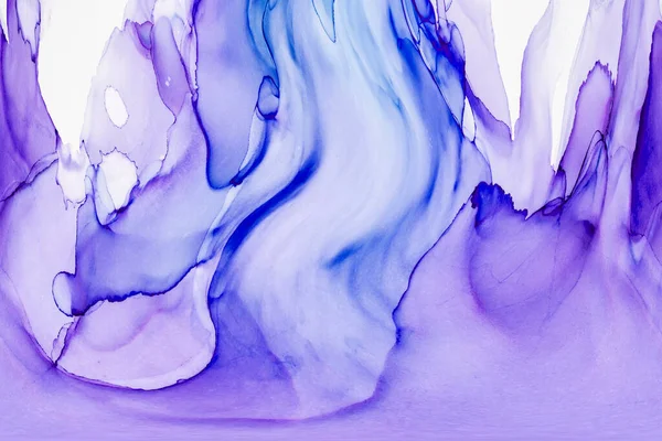 Alkol mürekkebi teknikli doğal akışkan resim. Yumuşak rüya renkleri şeffaf dalgalı çizgiler oluşturur.