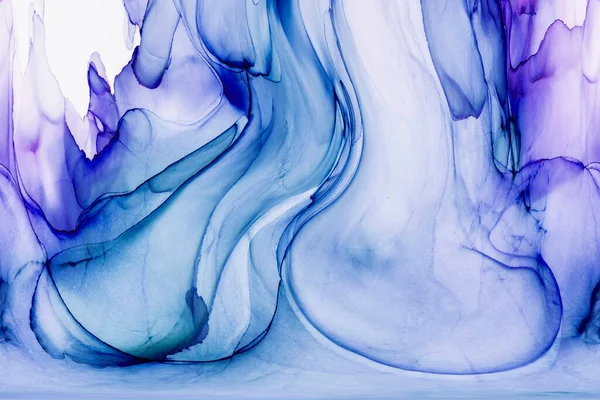 Alkol mürekkebi teknikli doğal akışkan resim. Yumuşak rüya renkleri şeffaf dalgalı çizgiler oluşturur.