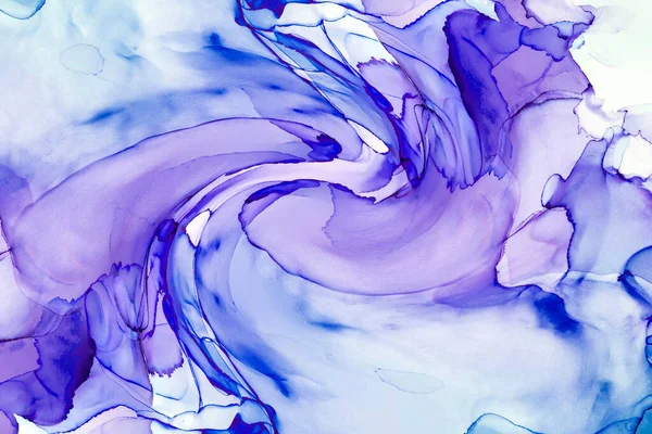 Alkol mürekkebi teknikli doğal akışkan resim. Yumuşak rüya renkleri şeffaf dalgalı çizgiler oluşturur.