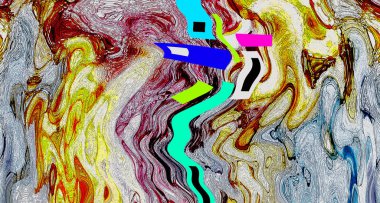 Alkol mürekkebi tekniğindeki doğal akışkan resim. Yumuşak rüya renkleri şeffaf dalgalı çizgiler oluşturur.