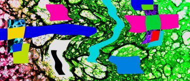 Alkol mürekkebi tekniğindeki doğal akışkan resim. Yumuşak rüya renkleri şeffaf dalgalı çizgiler oluşturur.