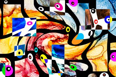 Alkol mürekkebi tekniğindeki doğal akışkan resim. Yumuşak rüya renkleri şeffaf dalgalı çizgiler oluşturur.