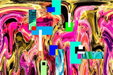 Alkol mürekkebi tekniğindeki doğal akışkan resim. Yumuşak rüya renkleri şeffaf dalgalı çizgiler oluşturur.