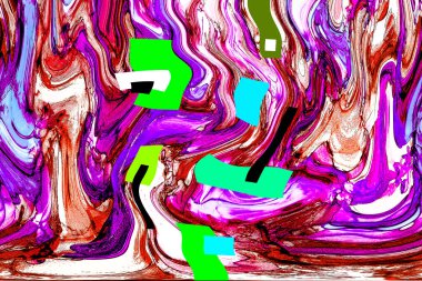 Alkol mürekkebi tekniğindeki doğal akışkan resim. Yumuşak rüya renkleri şeffaf dalgalı çizgiler oluşturur.