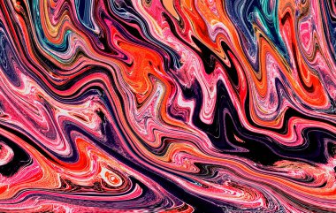 Alkol mürekkebi tekniğindeki doğal akışkan resim. Yumuşak rüya renkleri şeffaf dalgalı çizgiler oluşturur.