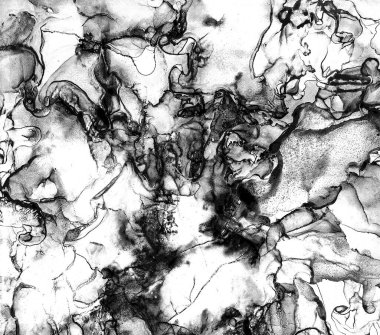 Alkol mürekkebi tekniğindeki doğal akışkan resim. Yumuşak rüya renkleri şeffaf dalgalı çizgiler oluşturur.