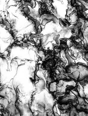 Alkol mürekkebi tekniğindeki doğal akışkan resim. Yumuşak rüya renkleri şeffaf dalgalı çizgiler oluşturur.