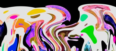 Alkol mürekkebi tekniğindeki doğal akışkan resim. Yumuşak rüya renkleri şeffaf dalgalı çizgiler oluşturur.