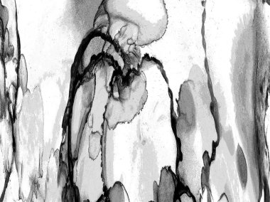 Alkol mürekkebi tekniğindeki doğal akışkan resim. Yumuşak rüya renkleri şeffaf dalgalı çizgiler oluşturur.