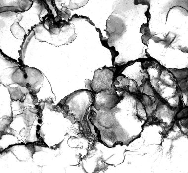 Alkol mürekkebi tekniğindeki doğal akışkan resim. Yumuşak rüya renkleri şeffaf dalgalı çizgiler oluşturur.