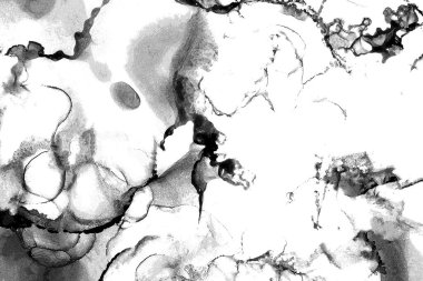 Alkol mürekkebi tekniğindeki doğal akışkan resim. Yumuşak rüya renkleri şeffaf dalgalı çizgiler oluşturur.