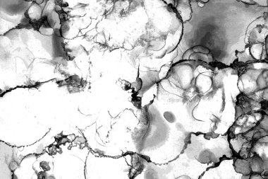 Alkol mürekkebi tekniğindeki doğal akışkan resim. Yumuşak rüya renkleri şeffaf dalgalı çizgiler oluşturur.