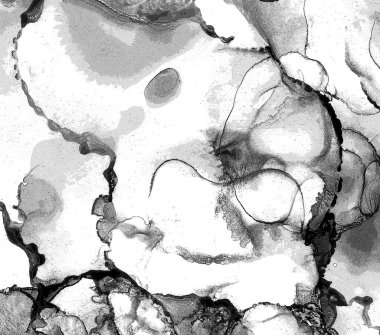 Alkol mürekkebi tekniğindeki doğal akışkan resim. Yumuşak rüya renkleri şeffaf dalgalı çizgiler oluşturur.