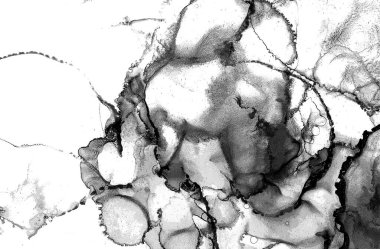 Alkol mürekkebi tekniğindeki doğal akışkan resim. Yumuşak rüya renkleri şeffaf dalgalı çizgiler oluşturur.