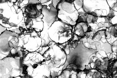 Alkol mürekkebi tekniğindeki doğal akışkan resim. Yumuşak rüya renkleri şeffaf dalgalı çizgiler oluşturur.