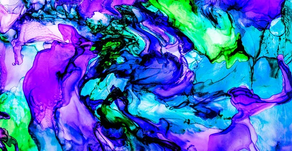 アルコールインク技術で自然抽象流体芸術絵画 柔らかい夢のような色は透明な波線を作成します — ストック写真
