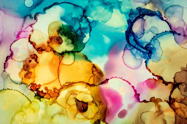 Natural Abstract Fluid Art Painting Alcohol Ink Technique Soft Dreamy — Foto de Stock