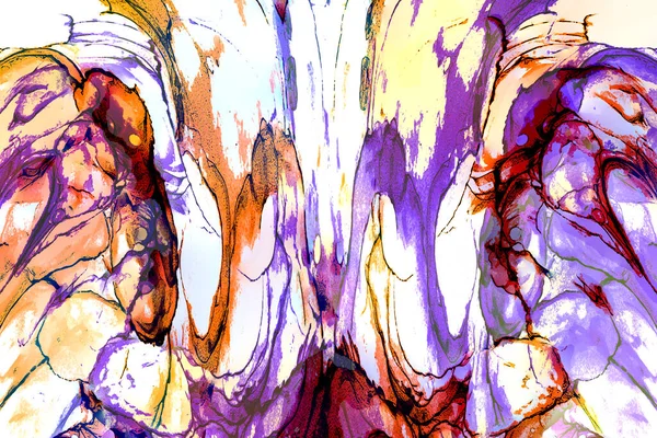 Alkol mürekkebi tekniğindeki doğal akışkan resim. Yumuşak rüya renkleri şeffaf dalgalı çizgiler oluşturur.