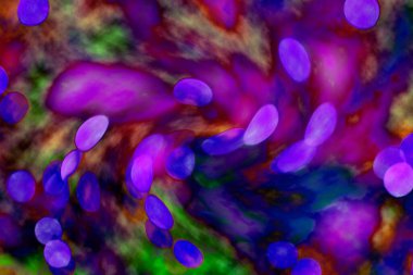 Soyut ışık. Bokeh arkaplan, vektör çizimi. Mistik mor. Büyülü renkler. Neşe.