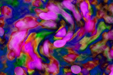 Soyut ışık. Bokeh arkaplan, vektör çizimi. Mistik mor. Büyülü renkler. Neşe.