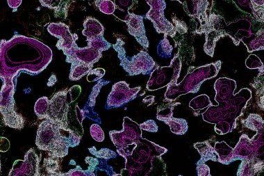 Neon parıltısı arka planı. Akan doku. Odaklanamayan kıvılcımlar. Bokeh parıltısı. Floresan moru. Mavi. Magenta. Pembe. Gradyan ışık. Parlak röfleler. Desen.