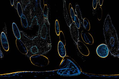 Neon parıltısı arka planı. Akan doku. Odaklanamayan kıvılcımlar. Bokeh parıltısı. Floresan moru. Mavi. Magenta. Pembe. Gradyan ışık. Parlak röfleler. Desen.