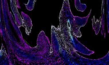 Neon parıltısı arka planı. Akan doku. Odaklanamayan kıvılcımlar. Bokeh parıltısı. Floresan moru. Mavi. Magenta. Pembe. Gradyan ışık. Parlak röfleler. Desen.