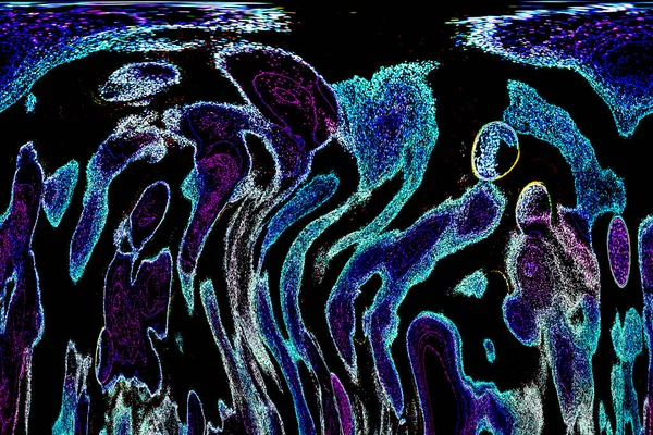 Neon parıltısı arka planı. Akan doku. Odaklanamayan kıvılcımlar. Bokeh parıltısı. Floresan moru. Mavi. Magenta. Pembe. Gradyan ışık. Parlak röfleler. Desen.