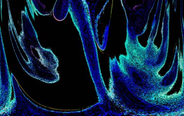 Neon parıltısı arka planı. Akan doku. Odaklanamayan kıvılcımlar. Bokeh parıltısı. Floresan moru. Mavi. Magenta. Pembe. Gradyan ışık. Parlak röfleler. Desen.