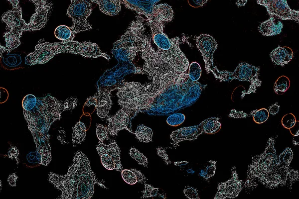 Neon parıltısı arka planı. Akan doku. Odaklanamayan kıvılcımlar. Bokeh parıltısı. Floresan moru. Mavi. Magenta. Pembe. Gradyan ışık. Parlak röfleler. Desen.