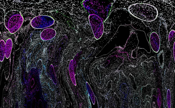 Neon parıltısı arka planı. Akan doku. Odaklanamayan kıvılcımlar. Bokeh parıltısı. Floresan moru. Mavi. Magenta. Pembe. Gradyan ışık. Parlak röfleler. Desen.