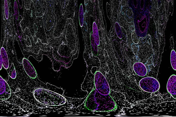 Neon parıltısı arka planı. Akan doku. Odaklanamayan kıvılcımlar. Bokeh parıltısı. Floresan moru. Mavi. Magenta. Pembe. Gradyan ışık. Parlak röfleler. Desen.