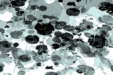 Nilüfer yaprakları ve nilüfer yapraklarıyla sunulan zarif desenli tasarım.