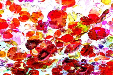 Nilüfer yaprakları ve nilüfer yapraklarıyla sunulan zarif desenli tasarım.