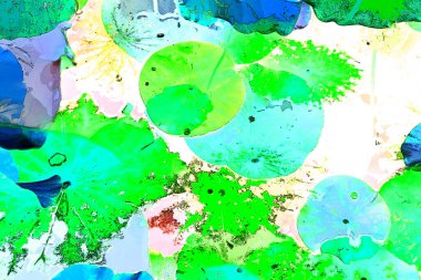 Nilüfer yaprakları ve nilüfer yapraklarıyla sunulan zarif desenli tasarım.