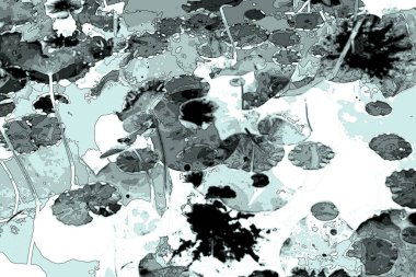 Nilüfer yaprakları ve nilüfer yapraklarıyla sunulan zarif desenli tasarım.