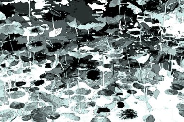 Nilüfer yaprakları ve nilüfer yapraklarıyla sunulan zarif desenli tasarım.