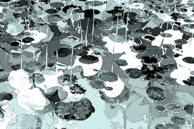 Nilüfer yaprakları ve nilüfer yapraklarıyla sunulan zarif desenli tasarım.