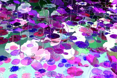 Nilüfer yaprakları ve nilüfer yapraklarıyla sunulan zarif desenli tasarım.