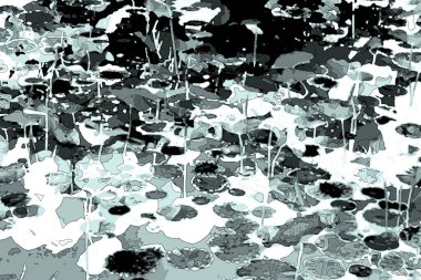 Nilüfer yaprakları ve nilüfer yapraklarıyla sunulan zarif desenli tasarım.