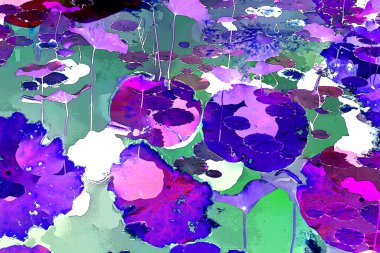 Nilüfer yaprakları ve nilüfer yapraklarıyla sunulan zarif desenli tasarım.