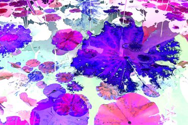 Nilüfer yaprakları ve nilüfer yapraklarıyla sunulan zarif desenli tasarım.