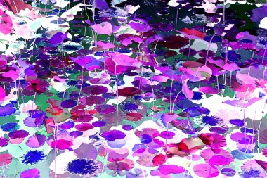 Nilüfer yaprakları ve nilüfer yapraklarıyla sunulan zarif desenli tasarım.