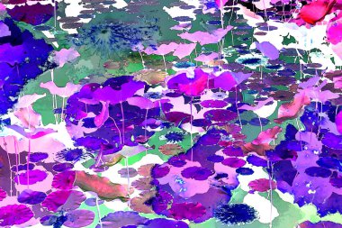 Nilüfer yaprakları ve nilüfer yapraklarıyla sunulan zarif desenli tasarım.