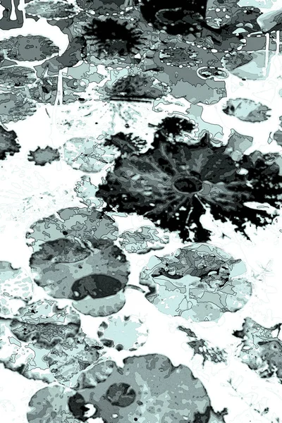 Nilüfer yaprakları ve nilüfer yapraklarıyla sunulan zarif desenli tasarım.